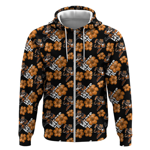Wests Tigers Hoodie Tropical Hibiscus Floral Seamless Rugby Mascot
