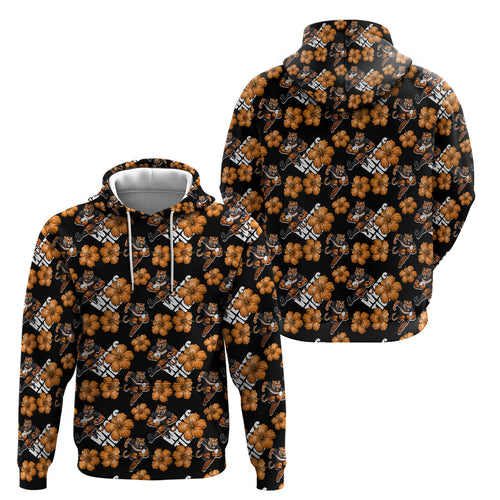Wests Tigers Hoodie Tropical Hibiscus Floral Seamless Rugby Mascot