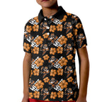 Wests Tigers Kid Polo Shirt Tropical Hibiscus Floral Seamless Rugby Mascot