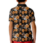 Wests Tigers Kid Polo Shirt Tropical Hibiscus Floral Seamless Rugby Mascot