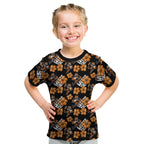 Wests Tigers Kid T Shirt Tropical Hibiscus Floral Seamless Rugby Mascot