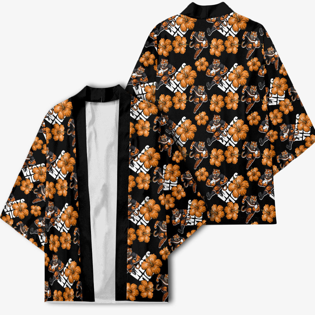 Wests Tigers Kimono Tropical Hibiscus Floral Seamless Rugby Mascot