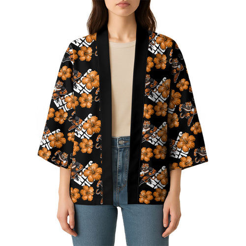 Wests Tigers Kimono Tropical Hibiscus Floral Seamless Rugby Mascot