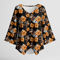 Wests Tigers Kimono Sleeve Blouse Tropical Hibiscus Floral Seamless Rugby Mascot