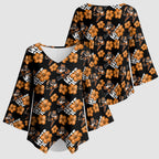 Wests Tigers Kimono Sleeve Blouse Tropical Hibiscus Floral Seamless Rugby Mascot