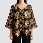 Wests Tigers Kimono Sleeve Blouse Tropical Hibiscus Floral Seamless Rugby Mascot