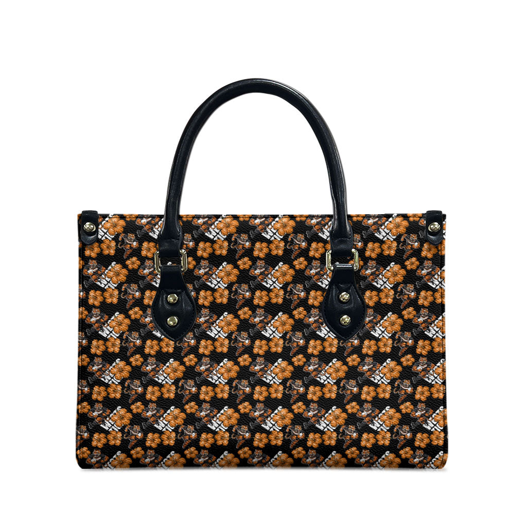 Wests Tigers Leather Bag Tropical Hibiscus Floral Seamless Rugby Mascot