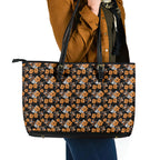 Wests Tigers Leather Tote Bag Tropical Hibiscus Floral Seamless Rugby Mascot