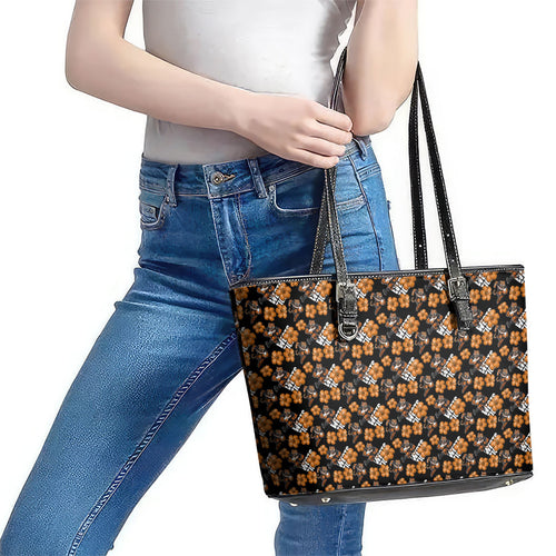 Wests Tigers Leather Tote Bag Tropical Hibiscus Floral Seamless Rugby Mascot