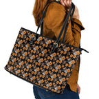 Wests Tigers Leather Tote Bag Tropical Hibiscus Floral Seamless Rugby Mascot