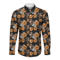 Wests Tigers Long Sleeve Button Shirt Tropical Hibiscus Floral Seamless Rugby Mascot