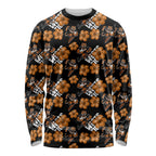 Wests Tigers Long Sleeve Shirt Tropical Hibiscus Floral Seamless Rugby Mascot