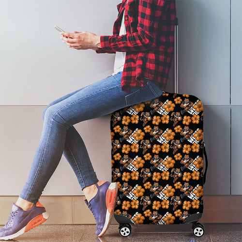 Wests Tigers Luggage Cover Tropical Hibiscus Floral Seamless Rugby Mascot
