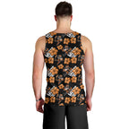 Wests Tigers Men Tank Top Tropical Hibiscus Floral Seamless Rugby Mascot