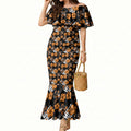 Wests Tigers Mermaid Dress Tropical Hibiscus Floral Seamless Rugby Mascot