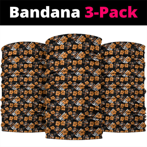 Wests Tigers Neck Gaiter Tropical Hibiscus Floral Seamless Rugby Mascot