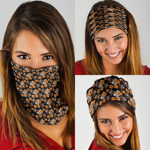 Wests Tigers Neck Gaiter Tropical Hibiscus Floral Seamless Rugby Mascot