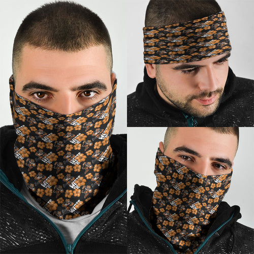 Wests Tigers Neck Gaiter Tropical Hibiscus Floral Seamless Rugby Mascot