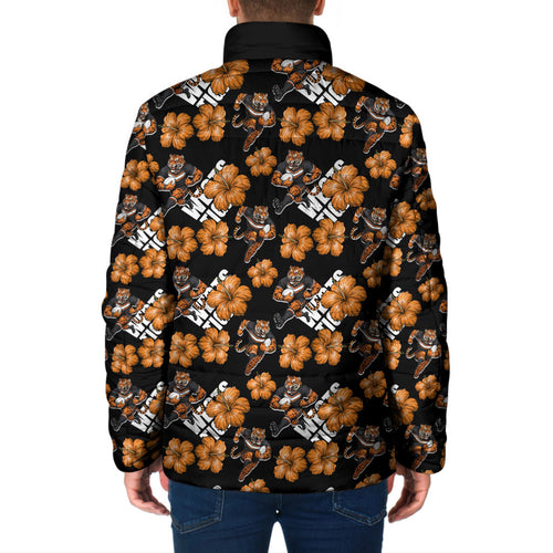 Wests Tigers Padded Jacket Tropical Hibiscus Floral Seamless Rugby Mascot