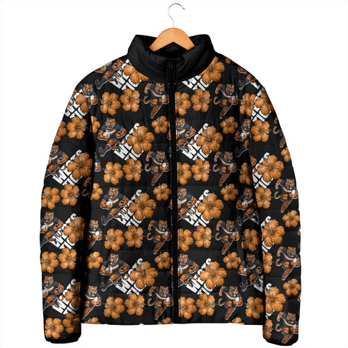 Wests Tigers Padded Jacket Tropical Hibiscus Floral Seamless Rugby Mascot