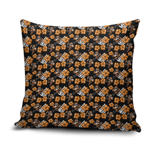 Wests Tigers Pillow Cover Tropical Hibiscus Floral Seamless Rugby Mascot