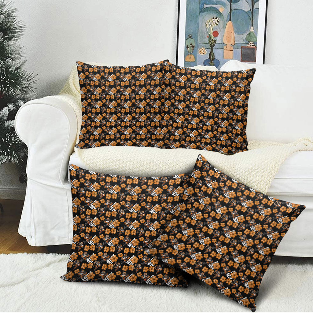 Wests Tigers Pillow Cover Tropical Hibiscus Floral Seamless Rugby Mascot
