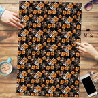 Wests Tigers Puzzle Tropical Hibiscus Floral Seamless Rugby Mascot