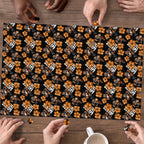 Wests Tigers Puzzle Tropical Hibiscus Floral Seamless Rugby Mascot