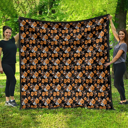 Wests Tigers Quilt Tropical Hibiscus Floral Seamless Rugby Mascot