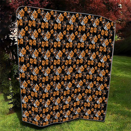 Wests Tigers Quilt Tropical Hibiscus Floral Seamless Rugby Mascot