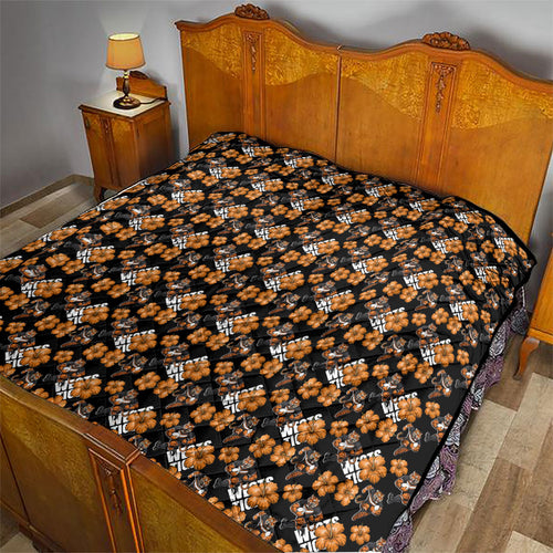Wests Tigers Quilt Tropical Hibiscus Floral Seamless Rugby Mascot
