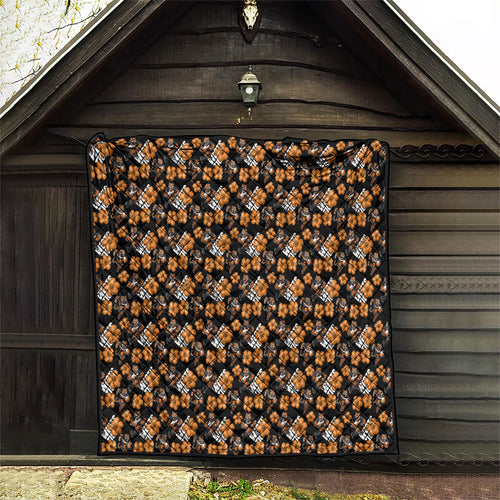 Wests Tigers Quilt Tropical Hibiscus Floral Seamless Rugby Mascot