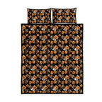 Wests Tigers Quilt Bed Set Tropical Hibiscus Floral Seamless Rugby Mascot