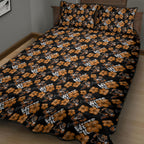 Wests Tigers Quilt Bed Set Tropical Hibiscus Floral Seamless Rugby Mascot