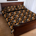 Wests Tigers Quilt Bed Set Tropical Hibiscus Floral Seamless Rugby Mascot