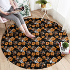 Wests Tigers Round Carpet Tropical Hibiscus Floral Seamless Rugby Mascot