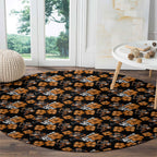 Wests Tigers Round Carpet Tropical Hibiscus Floral Seamless Rugby Mascot