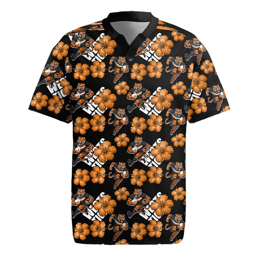 Wests Tigers Rugby Jersey Tropical Hibiscus Floral Seamless Rugby Mascot