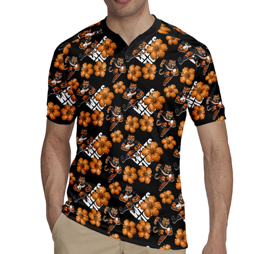 Wests Tigers Rugby Jersey Tropical Hibiscus Floral Seamless Rugby Mascot