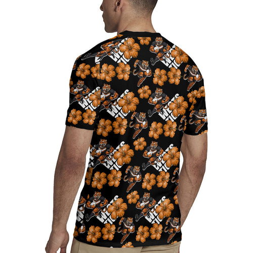 Wests Tigers Rugby Jersey Tropical Hibiscus Floral Seamless Rugby Mascot
