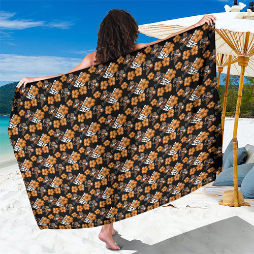 Wests Tigers Sarong Tropical Hibiscus Floral Seamless Rugby Mascot