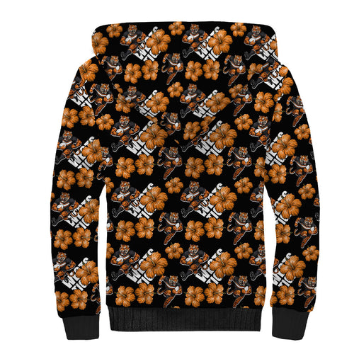 Wests Tigers Sherpa Hoodie Tropical Hibiscus Floral Seamless Rugby Mascot