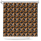 Wests Tigers Shower Curtain Tropical Hibiscus Floral Seamless Rugby Mascot