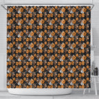 Wests Tigers Shower Curtain Tropical Hibiscus Floral Seamless Rugby Mascot