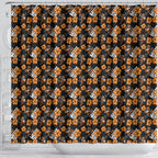 Wests Tigers Shower Curtain Tropical Hibiscus Floral Seamless Rugby Mascot