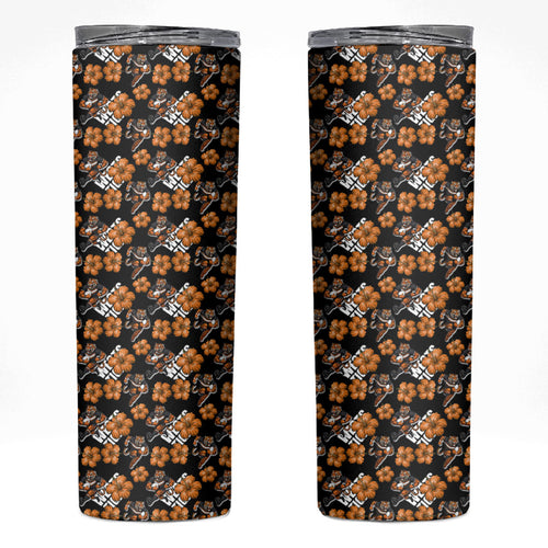 Wests Tigers Skinny Tumbler Tropical Hibiscus Floral Seamless Rugby Mascot
