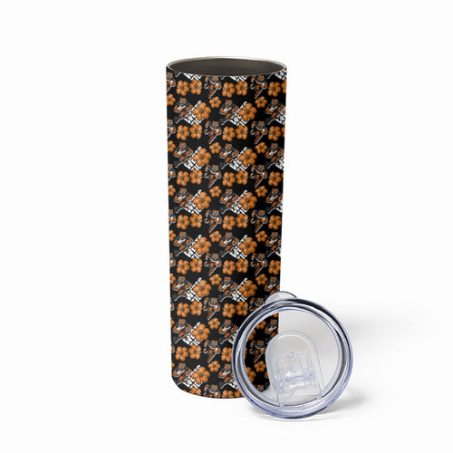 Wests Tigers Skinny Tumbler Tropical Hibiscus Floral Seamless Rugby Mascot