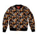Wests Tigers Sleeve Zip Bomber Jacket Tropical Hibiscus Floral Seamless Rugby Mascot