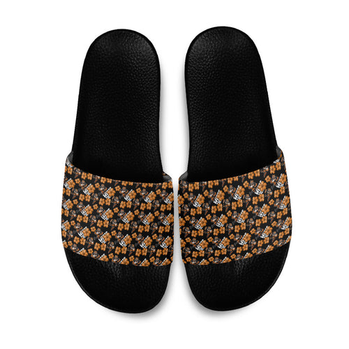 Wests Tigers Slide Sandals Tropical Hibiscus Floral Seamless Rugby Mascot