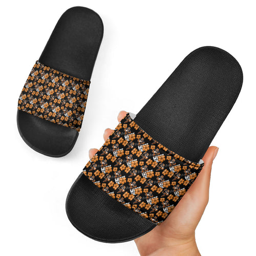 Wests Tigers Slide Sandals Tropical Hibiscus Floral Seamless Rugby Mascot